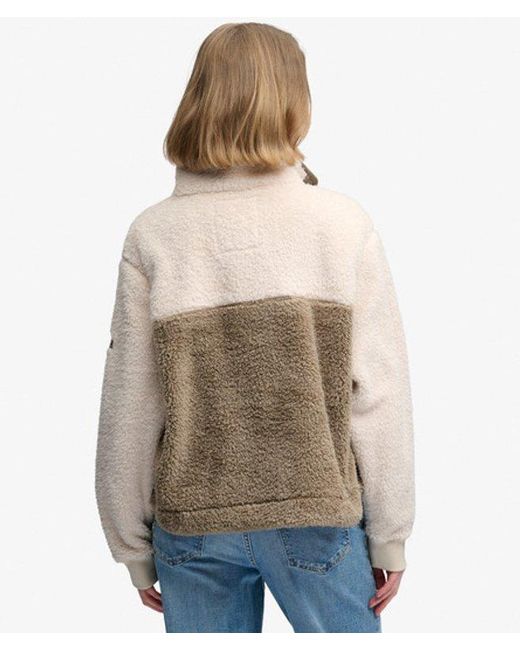 Superdry Super Soft Mash Up Teddyfleece in het Natural