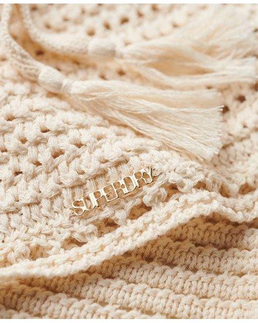 Superdry Natural Cropped Halter Crochet Top