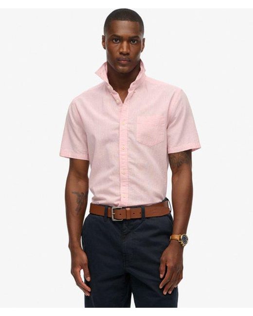 Superdry Pink & Co City Cotton Linen Short Sleeve Shirt for men