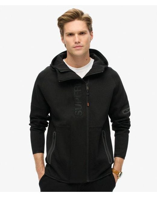 Superdry Black & Co Tech Logo Loose Zip Hoodie for men