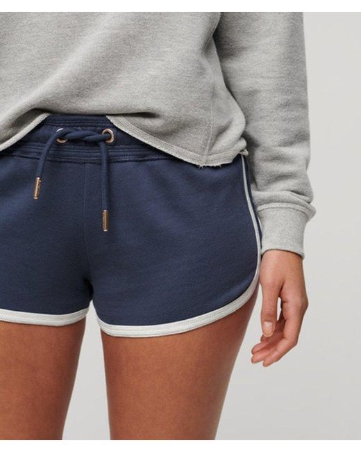 Superdry Blue & Co Ladies Striped Athletic Essential Logo Racer Shorts