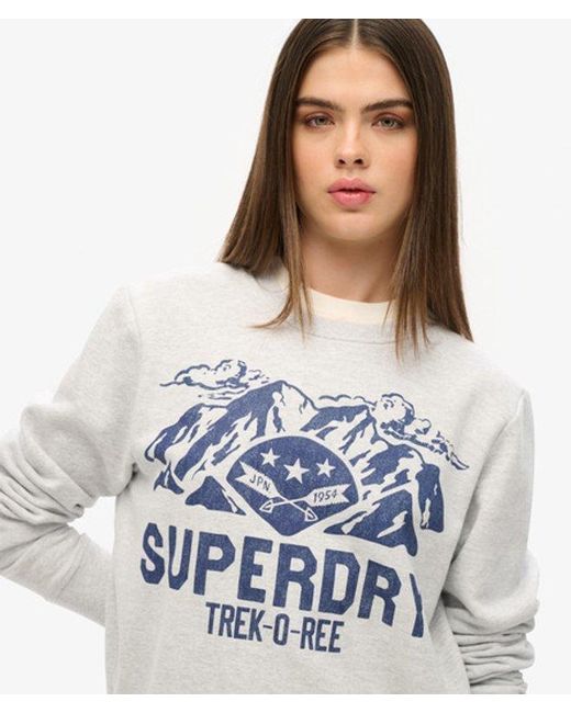 Superdry White Oversized Outdoors Graphic Crew Sweatshirt