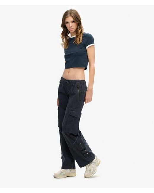 Superdry Blue & Co Low Rise Wide Leg Cargo Pants
