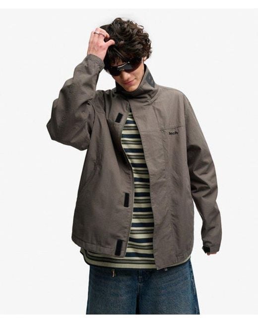 Superdry Gray Bench X & Co Bench High Neck Ripstop Jacket for men