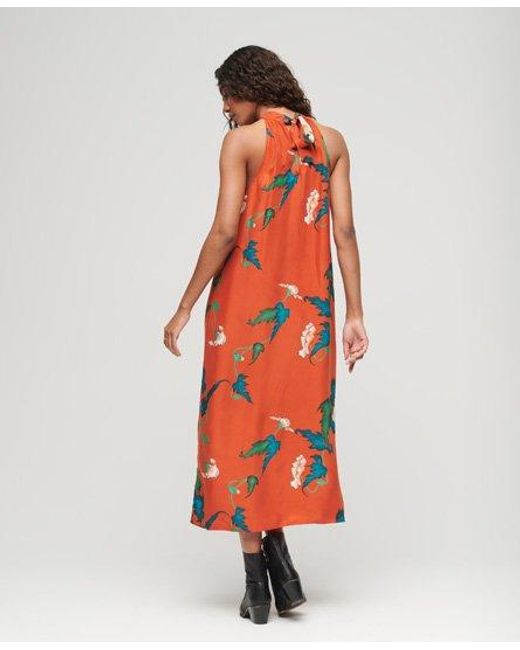 Superdry Red High Neck Maxi Dress