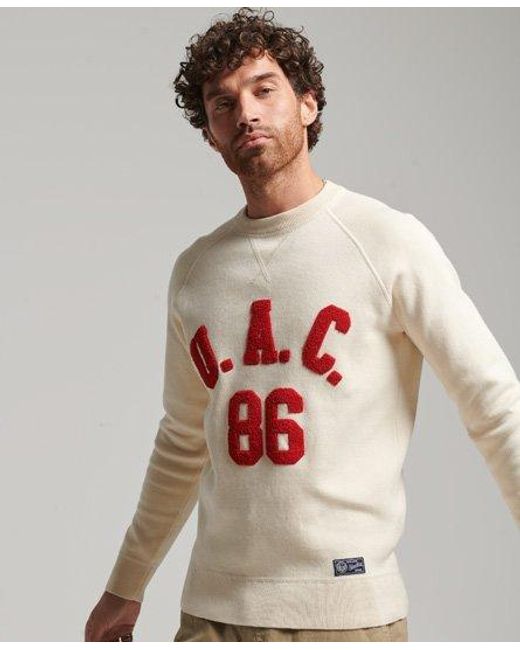 Superdry Gray Varsity Crew Jumper for men