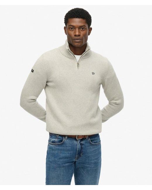 Superdry Gray & Co Cotton Half Zip Knit Jumper for men