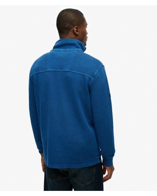 Superdry Blue Cotton Classic Pique Half Zip Sweatshirt for men