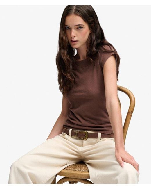 Superdry Brown & Co Athletic Essentials Off Shoulder Top
