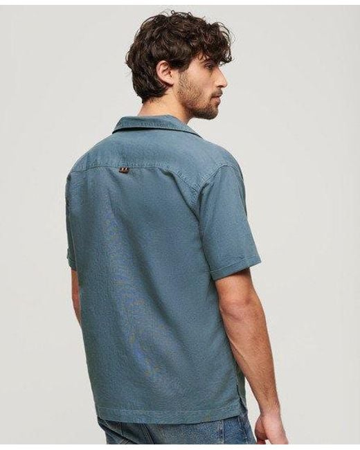Superdry Blue Resort Short Sleeve Shirt for men