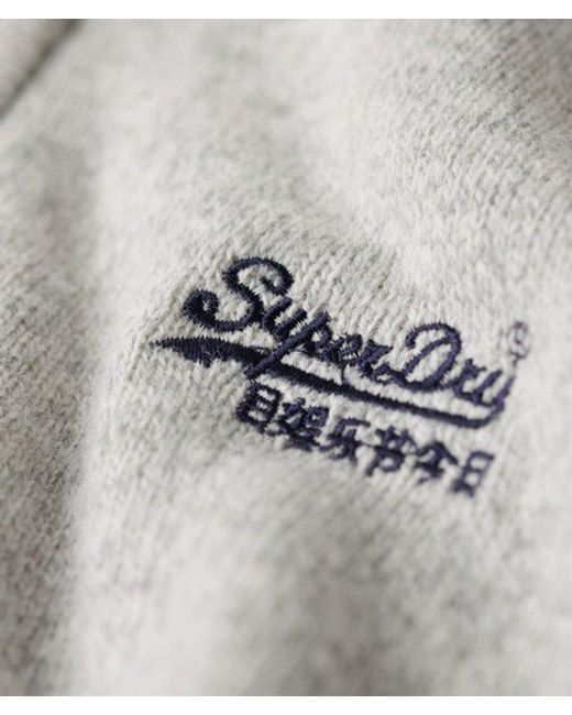 Superdry Gray Essential Embroidered Knitted Half Zip Jumper