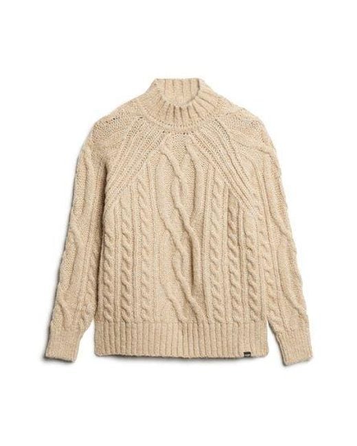 Superdry Natural High Neck Cable Knit Jumper