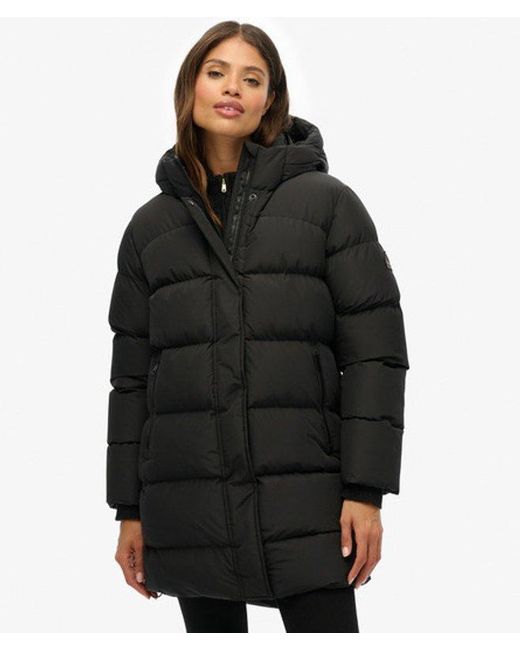 Superdry Black & Co Hooded Sports Puffer Mid Length Jacket