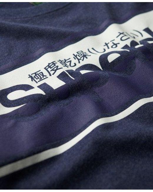 Superdry Blue Core Logo Stripe T-Shirt for men