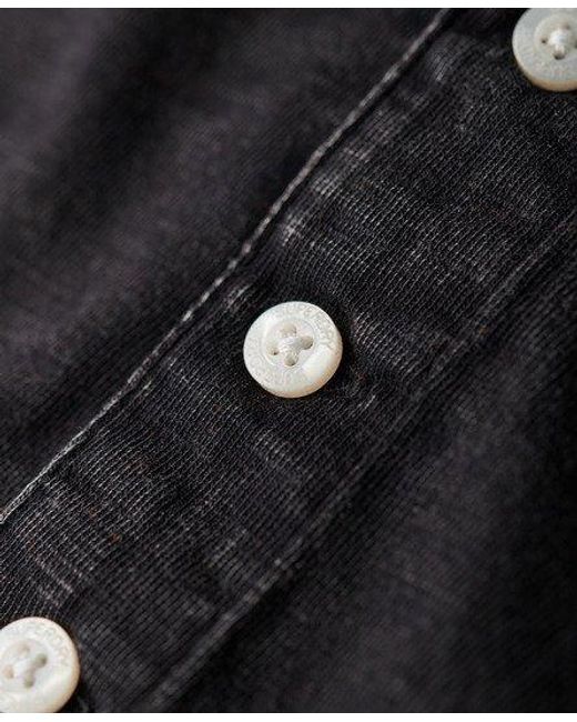 Superdry Black Classic Long Sleeve Jersey Grandad Top for men