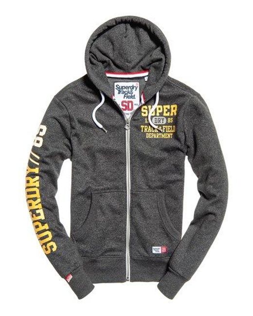 Superdry Black Track & Field Zip Hoodie Field Grit for men