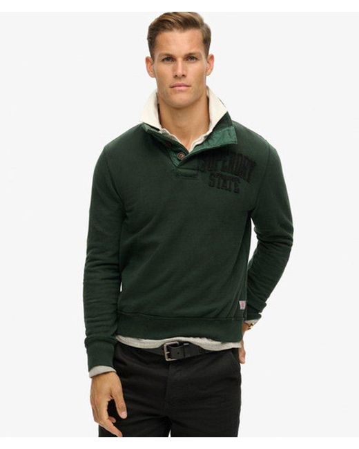 Superdry Green & Co Vintage Athletic Half Button Jumper for men