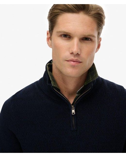 Superdry Blue & Co Cotton Texture Half-zip Jumper for men
