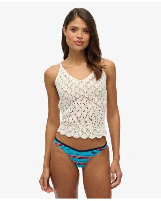 Superdry White Striped Recycled Bikini Briefs