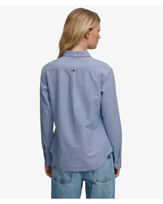Superdry Oxford Overhemd Met Lange Mouwen Slanke Pasvorm in het Blue