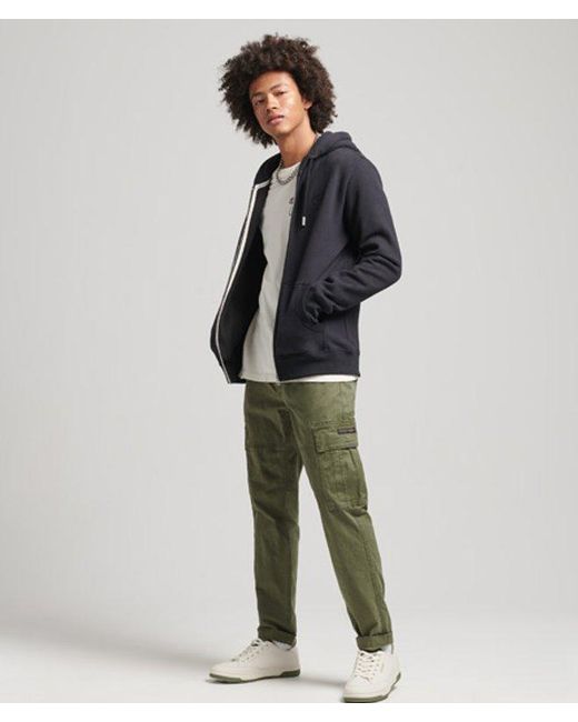 Superdry Black & Co Organic Cotton Vintage Logo Embroidered Zip Hoodie for men