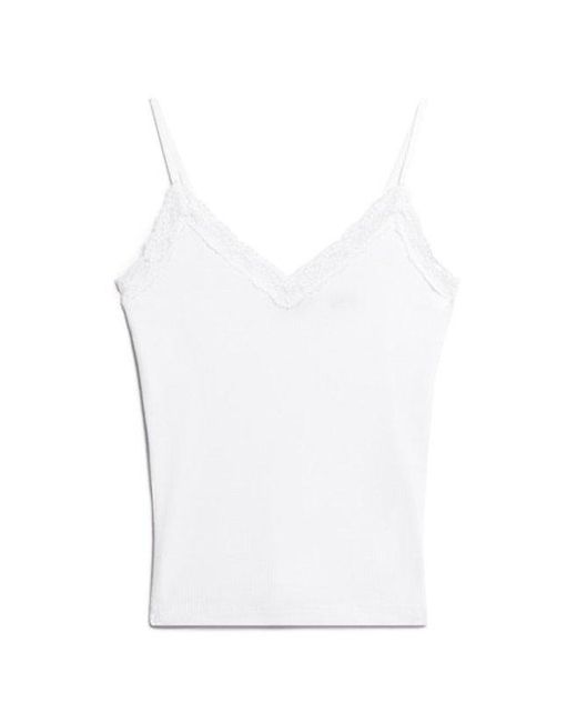 Superdry White & Co Athletic Essential Lace Trim Cami Top