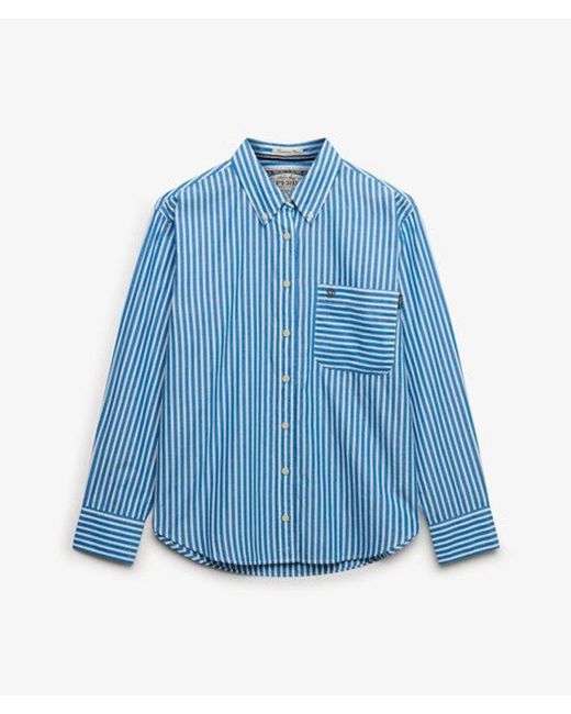 Superdry Blue & Co Poplin Relaxed Long Sleeve Shirt