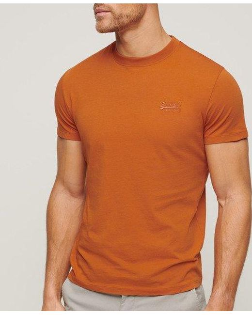 Superdry Essential T-shirt Van Biologisch Katoen Met Geborduurd Logo in het Orange voor heren