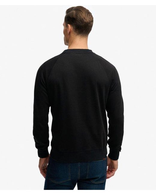 Superdry Black & Co Essential Logo Raglan Crew Sweatshirt for men