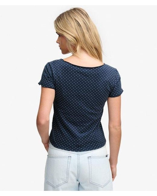Superdry Athletic Essentials Top Slanke Pasvorm in het Blue