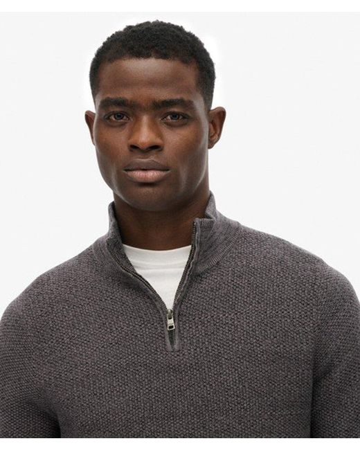 Superdry Black & Co Cotton Texture Half-zip Jumper for men