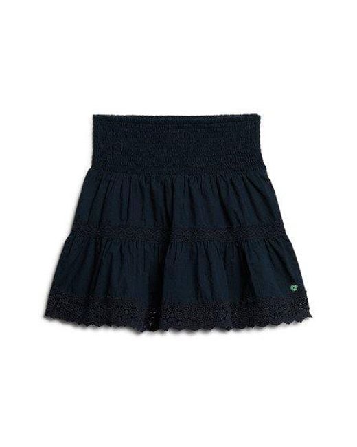Superdry Black Ibiza Lace Mix Mini Skirt