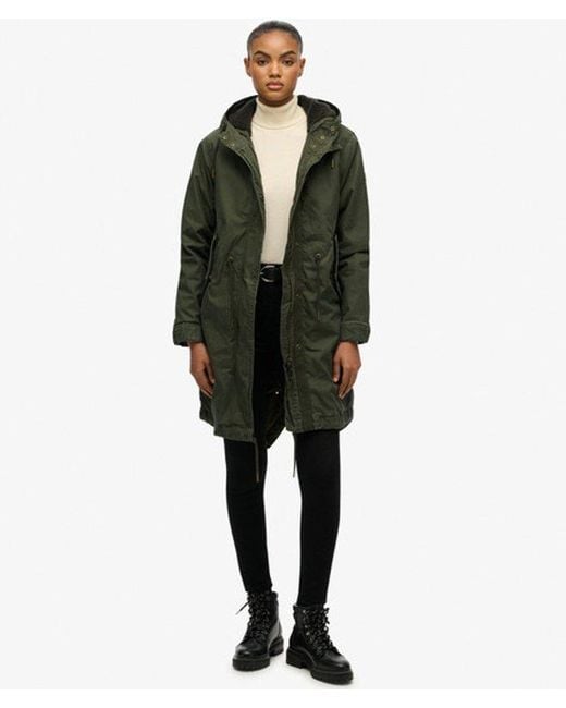 Superdry Green Military Borg Fishtail Parka