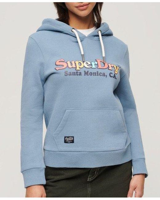 Superdry Rainbow Hoodie Met Logoprint in het Blue