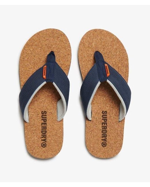 Superdry Blue & Co Cork Graphic Flip Flops for men