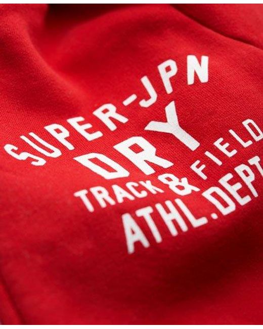 Superdry Red Track & Field Fur Hoodie Rich Scarlet