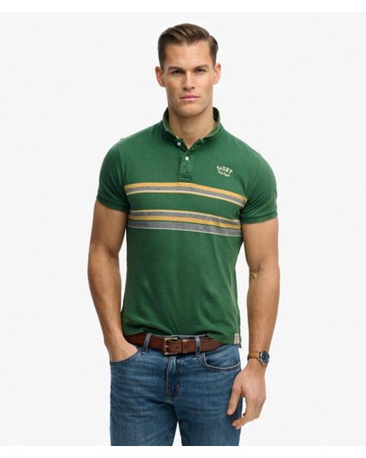 Superdry Green & Co Vintage Stripe Jersey Polo Shirt for men