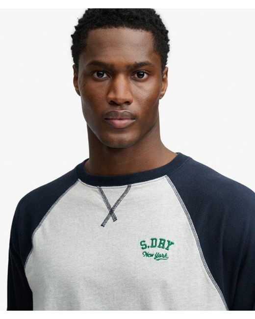 Superdry Blue & Co Vintage Athletic Baseball Top for men