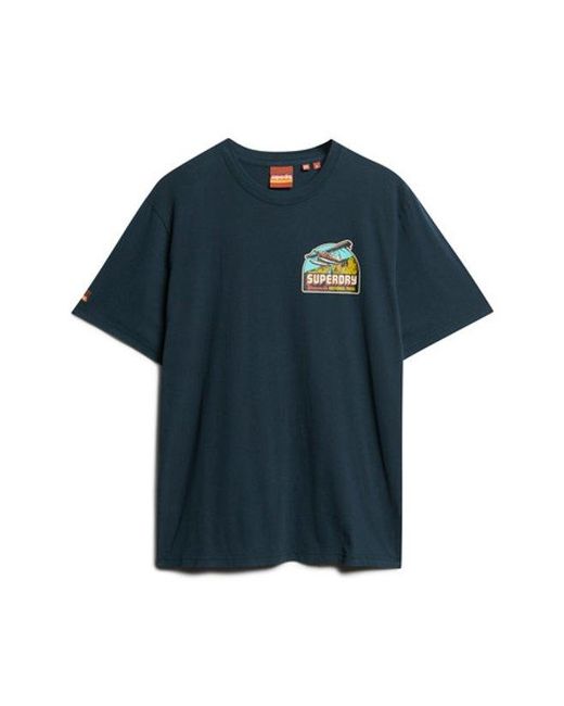 Superdry Blue & Co Travel Postcard Chest Print T-shirt for men