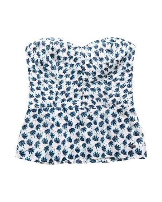 Superdry Blue Pintuck Fit And Flare Bandeau Top Aqua Shadow Palm