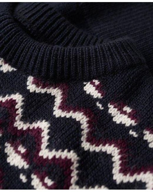 Superdry Blue Fairisle Knit Crew Jumper for men