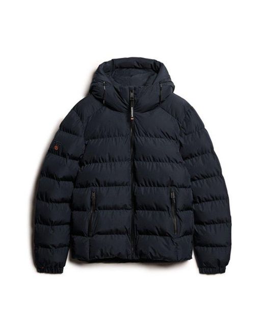 Superdry Blue Classic Embroidered Logo Puffer Jacket for men