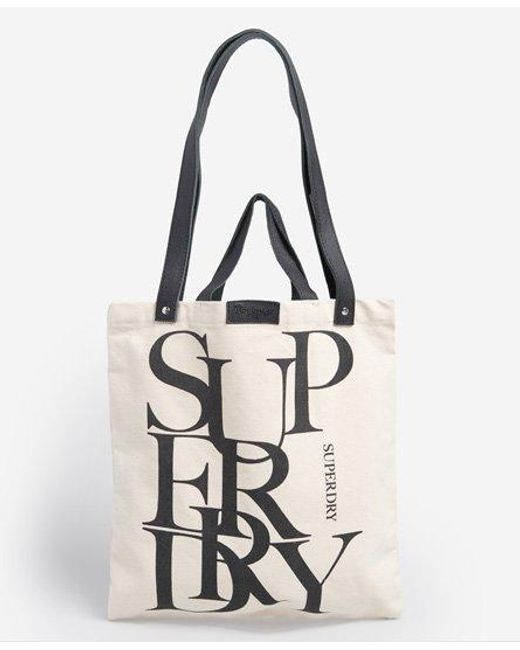 Superdry Canvas Edit Printed Shopper Bag in Cream (Natural) - Lyst