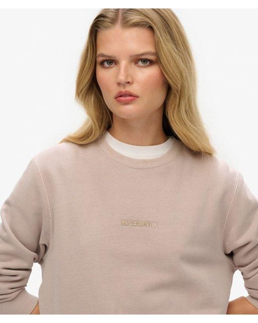 Superdry Brown & Co Oversized Micro Logo Crew Sweatshirt