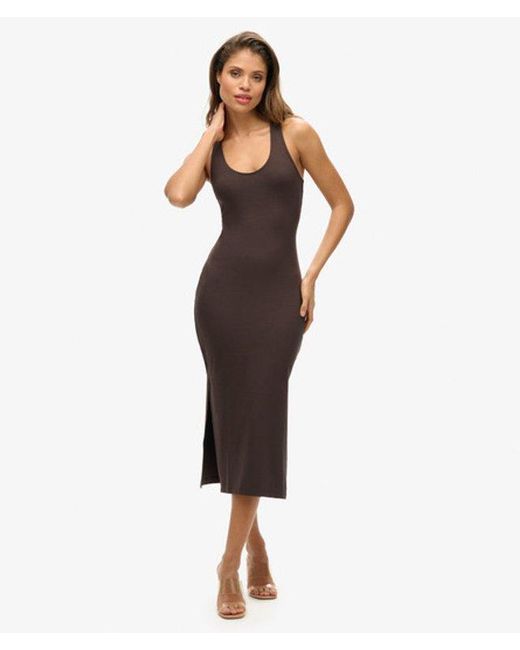 Superdry Brown & Co Scoop Neck Jersey Midi Dress