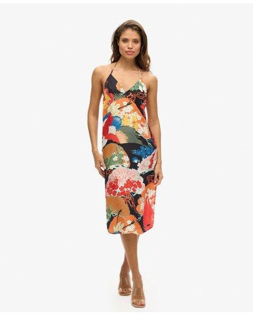 Superdry White Printed Midi Slip Dress