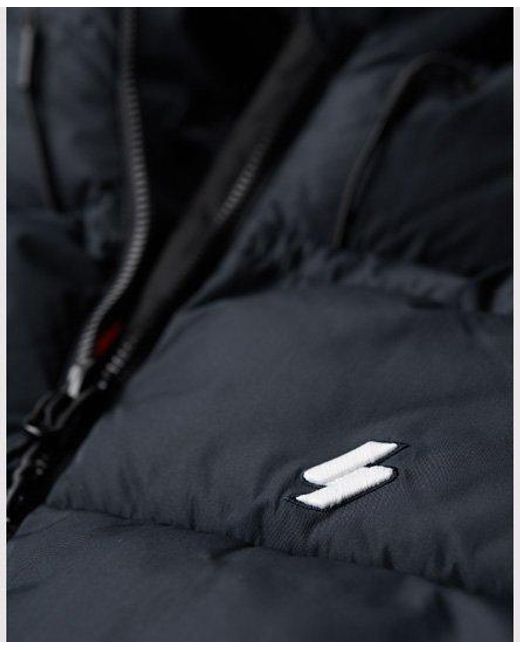 Superdry Blue Hooded Sports Puffer Jacket for men