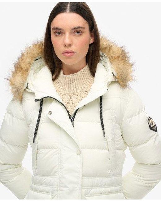 Superdry Natural Everest Mid Faux Fur Puffer Coat