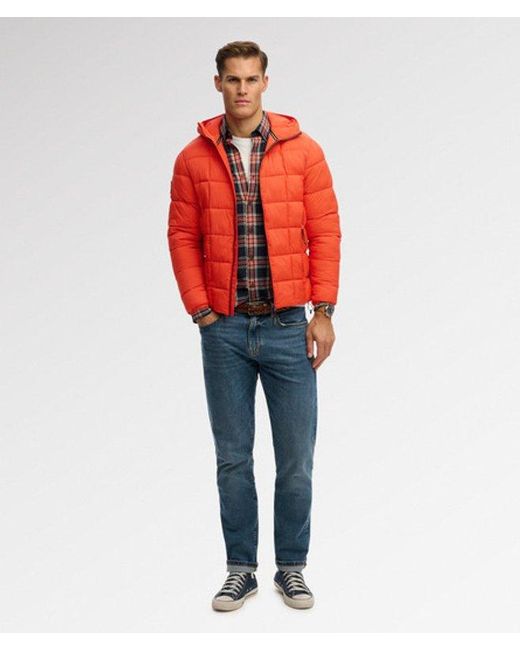 Superdry Red & Co Hooded Box Quilt Fuji Lite Jacket for men