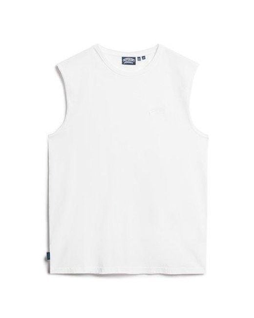 Superdry White Classic Organic Cotton Essential Logo Tank Top for men